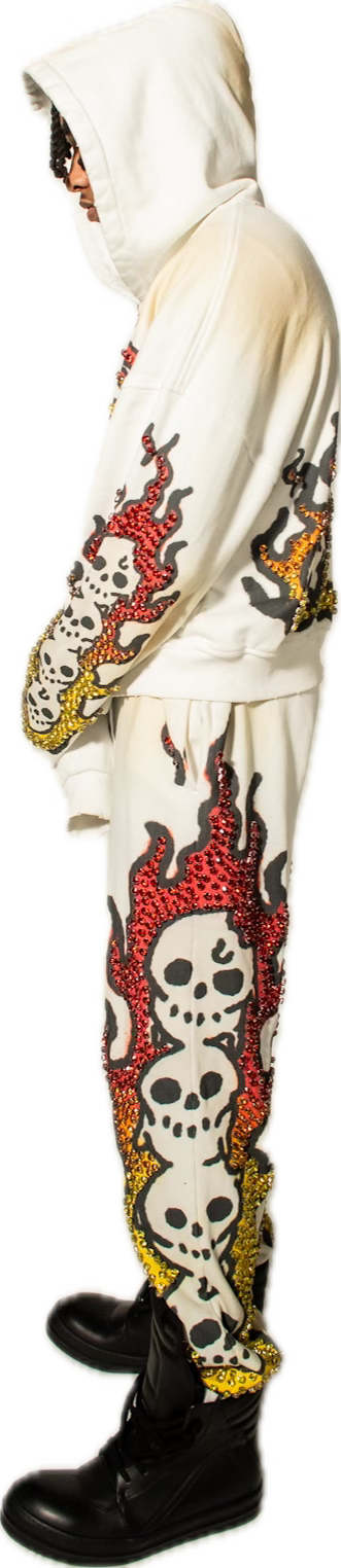 White Dead Flame Sweatpants